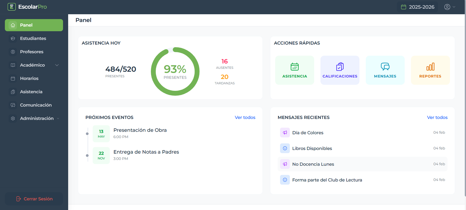 EscolarPro Dashboard
